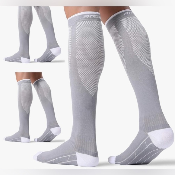 Fitrell 2 pairs compression support socks, unisex, 20-30mmHg, gray & black, S/M - Picture 7 of 7